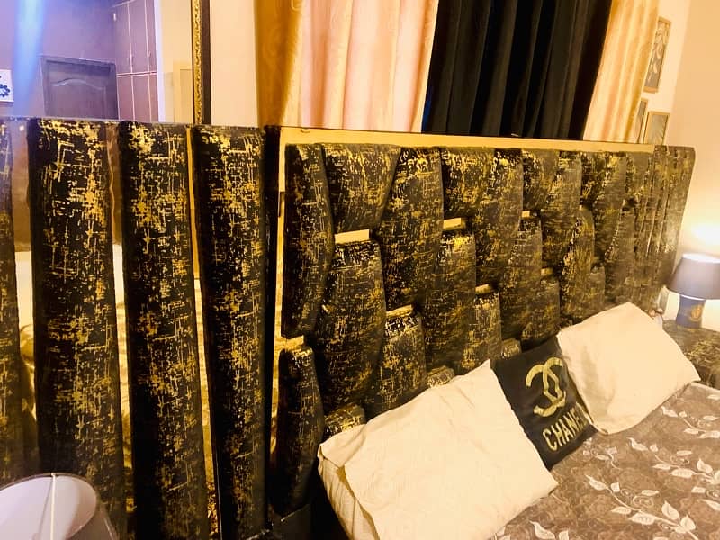Royal Bed Set | Bed | Dressing | Sidetables | Black Golden Velvet 4