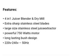 Westpoint 4 in 1 juicer blender & drymill