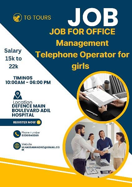 Required female staff for Office Management or Telephone operator 0