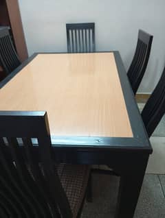 Wooden Dining table with six chairs 0