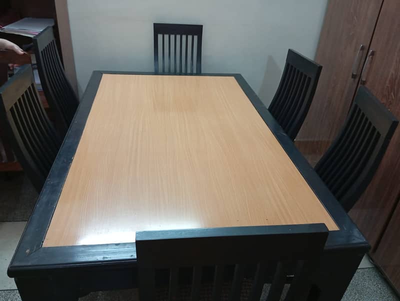 Wooden Dining table with six chairs 2