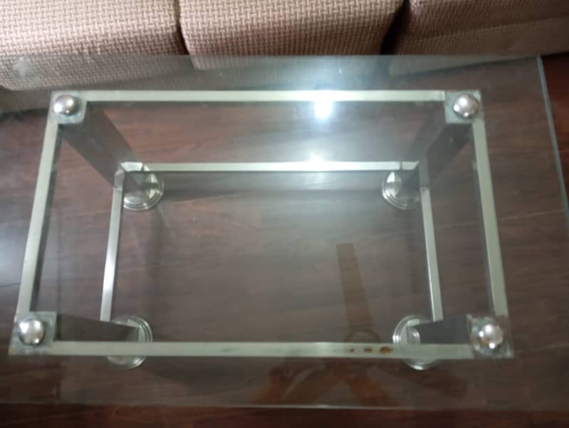Centre table steel and glass 1