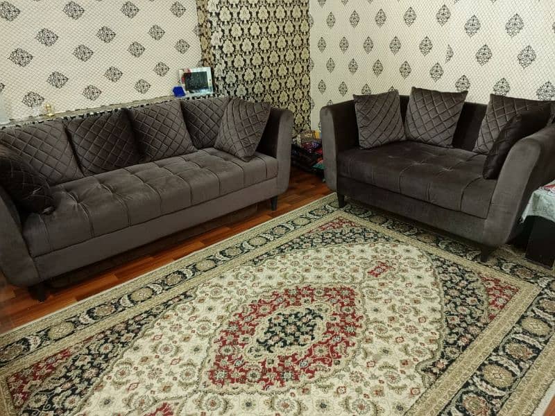 New 7 seater sofa set  3 2 1 1 Jugaad fabric molty spring seats 95%ok 5