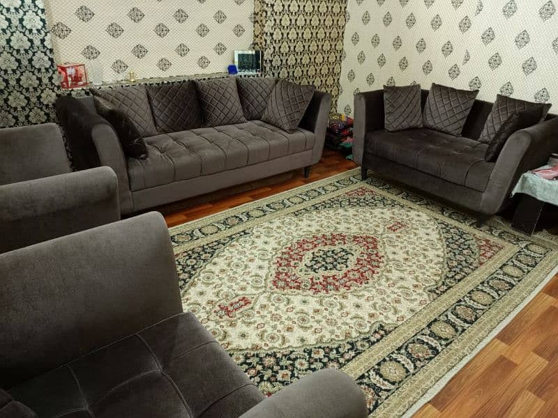 New 7 seater sofa set  3 2 1 1 Jugaad fabric molty spring seats 95%ok 18
