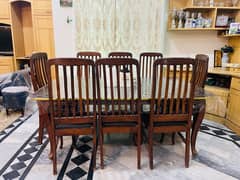 8 seater dining table / diyar wood / leather cushioning