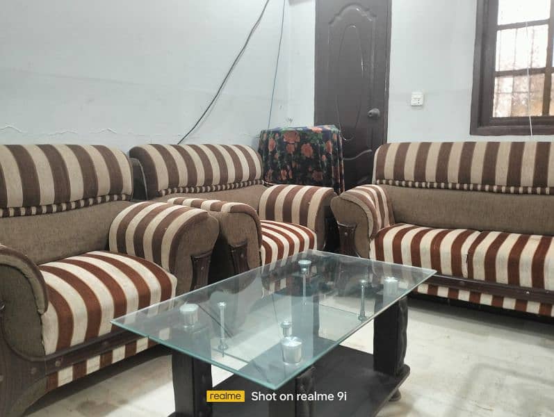 Seven Seater Sofa Set with Glass Table 4