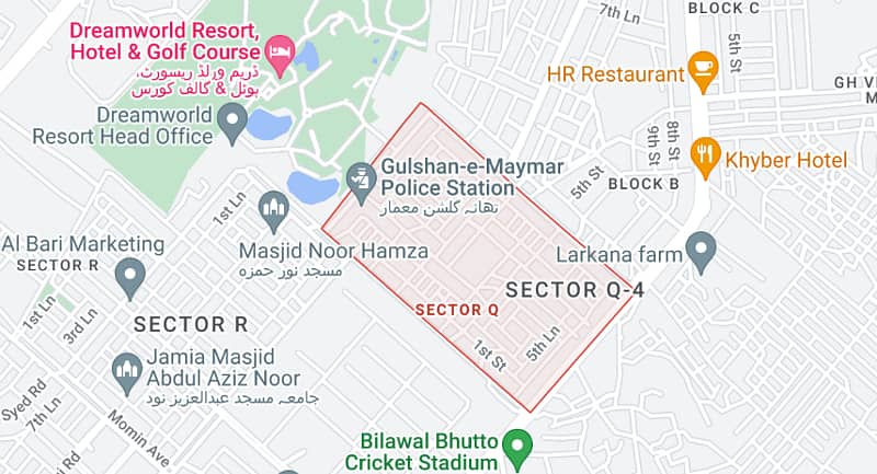 40 Ft Road Plot of 120 Sq Yds Available in Sector Q, Gulshan e Maymar 1