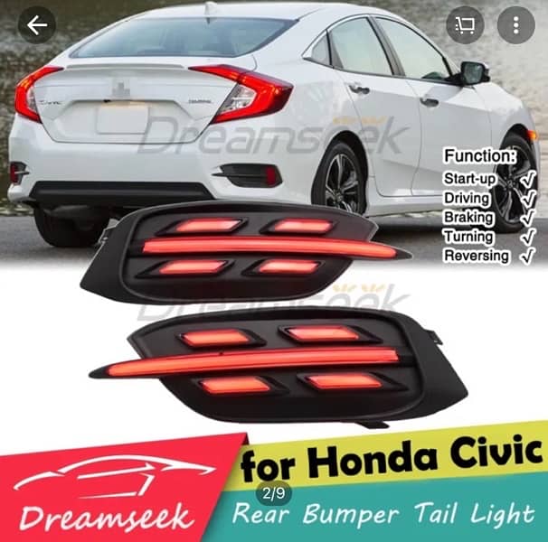 Civic 2016-17-18-19-20-21 Front and back fog light pair 2