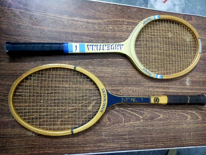 High quality pair of Wooden tennis rackets 1