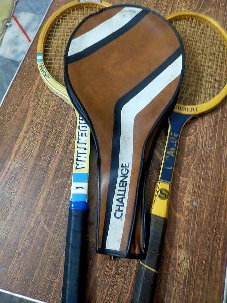 High quality pair of Wooden tennis rackets 4