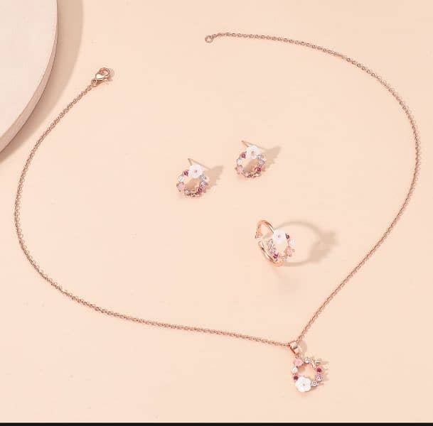 4 pieces rose gold necklace set 1