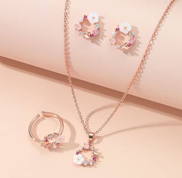 4 pieces rose gold necklace set 2