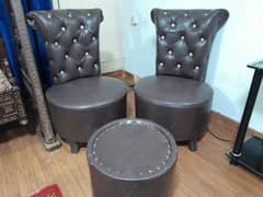 Leather Sofa Chairs with table 0