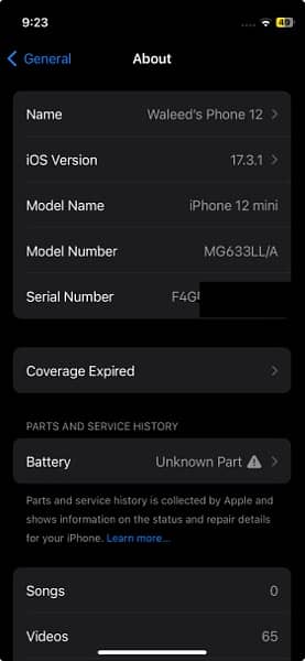 10/10 iPhone 12 mini 5G LL/A Model 3