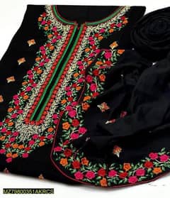 best women's unstitched cotton embroidered suit. 0