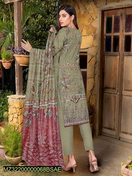 women's unstitched lawn embroidered suit. 1