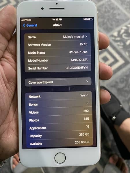 7 plus pta approved 256 gb bettery change pannal change finger work 5