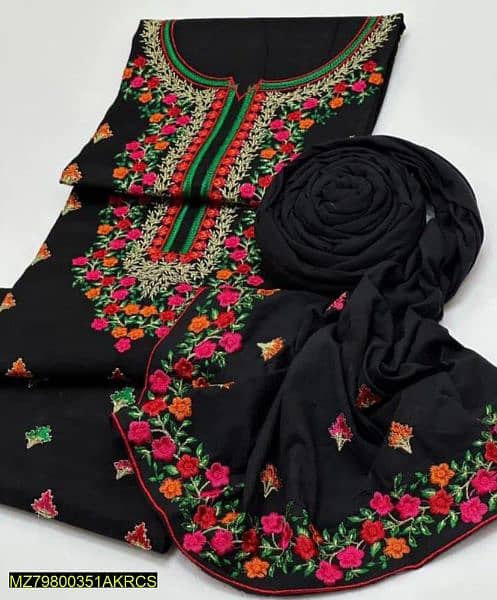2pc women unstitched cotton embroidery suit 1