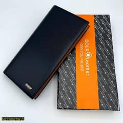 Men's Leather Textured Bi-Fold Long Wallet