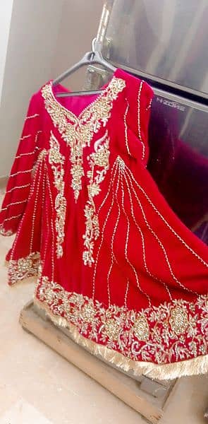 Red Velvet Frock With embroidery 3