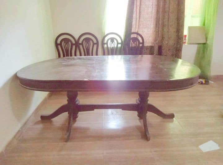 8 members Wooden Dining table (Talli) with 4 dining chairs 1