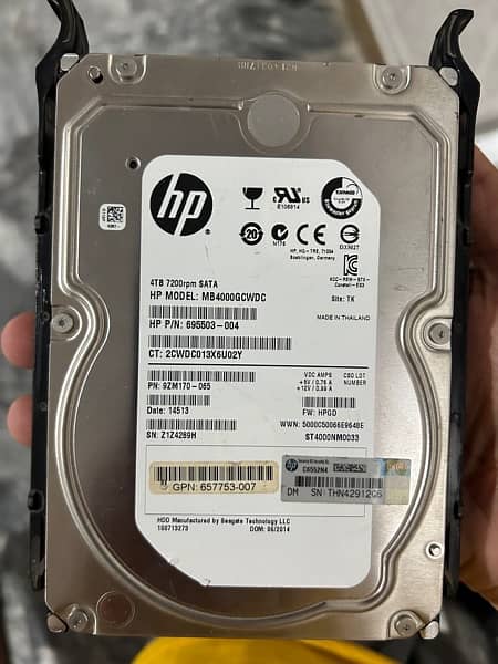 HP Hard Disk 4TB 100% Health 7200RPM 0