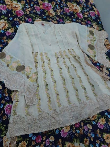 Short frock with trouser and organza dupatta 3