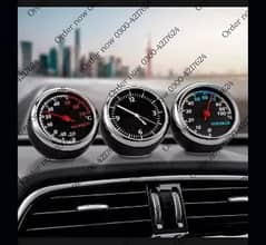 3Pcs/Set Mini Car Clock Car Thermometer Hygrometer Durable Quartz 0