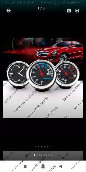 3Pcs/Set Mini Car Clock Car Thermometer Hygrometer Durable Quartz 1