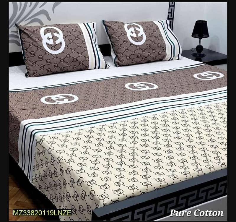 3pcs Cotton Printed Double Bedsheets 2