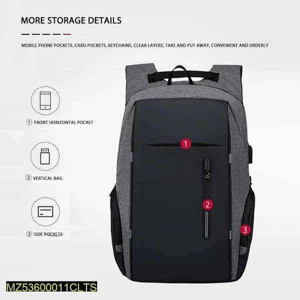 casual laptop backpack with charger port 3