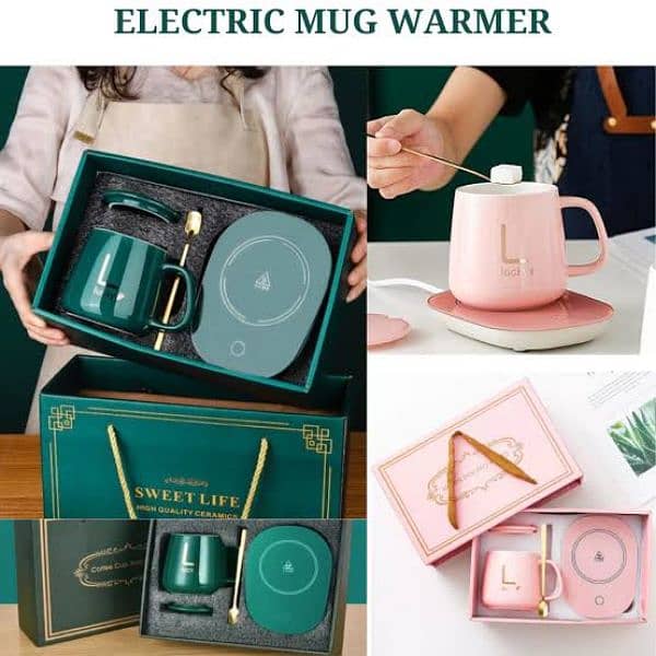 Electric Warmer With Elegant Ceramic Mug and Spoon | Electric Mug 1