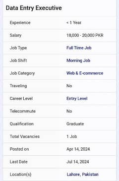 Data Entry - Office based 5 day in week