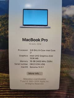 MacBook pro 2018 15 inch 16/512 SSD 4GB graphics card