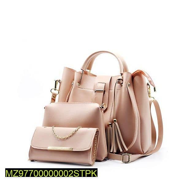 3 PCs Women's Beautiful PU Leather Shoulder Bag|| Free Home Delivery 5