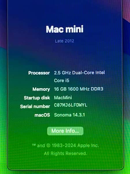 Mac Mini 2012(Late) 16 GB Ram - 128 SSD - Mint condition - Sonoma OS 1
