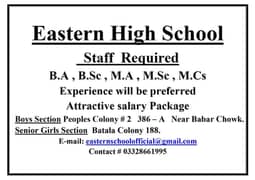 Staff Required for School