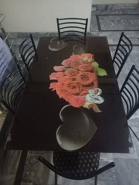 Glass Dining Table with 6 Chairs | Very Good Condition & Modern Look 2