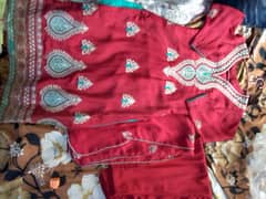 fully fancy embroidered maroon colour
