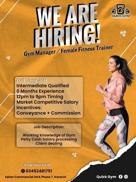 Required Female Fitness Trainer 0