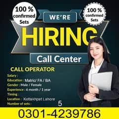 Call Center job available for Male/female in Lahore