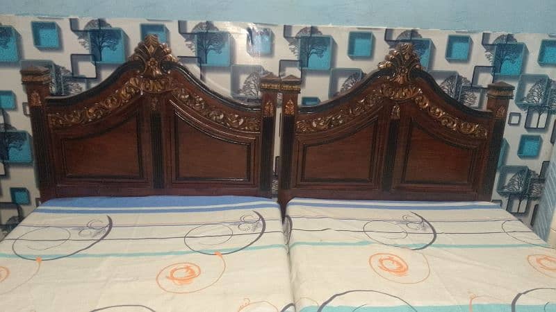 single bed set pair shesham wood with mattress 0