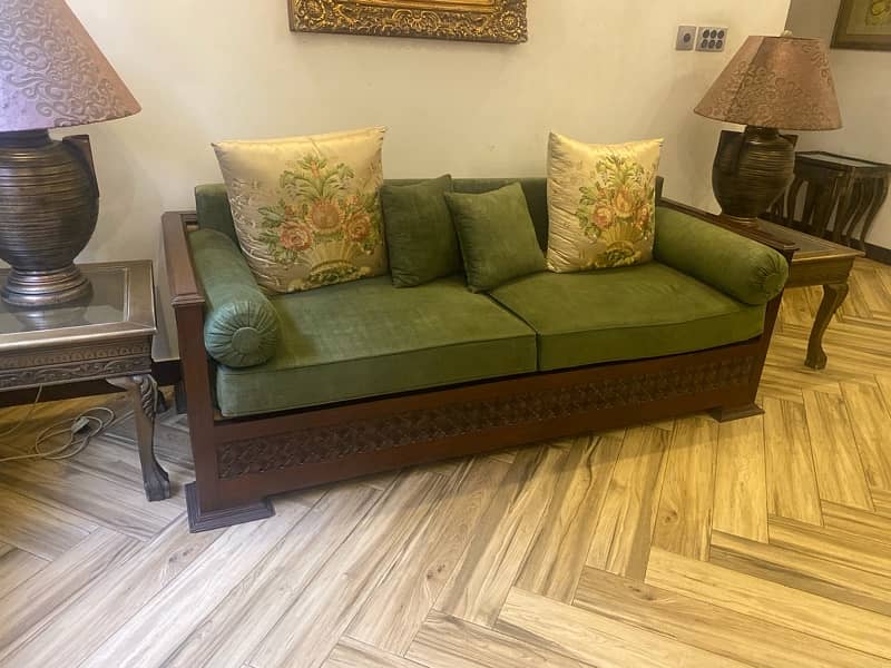 sofa set 3-2-1 Sheesham wood with cushions 1