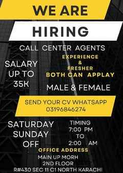 we are hiring call canter agents