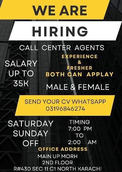 we are hiring call canter agents 0