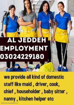 Domestic staff provide , Babysitter, Maid , Attendants, Cook , Nurse 0