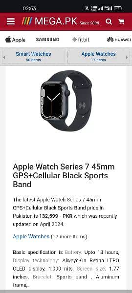 Apple Watch Series 7 45 mm Midnight Alu Mid sport Band GPS Designed 0