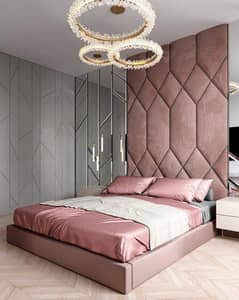 bed, complete bedset, poshish bed, wooden bed, smart bed