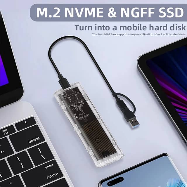 M2 NVME PCIe NGFF SATA Dual Protocol SSD Case 1