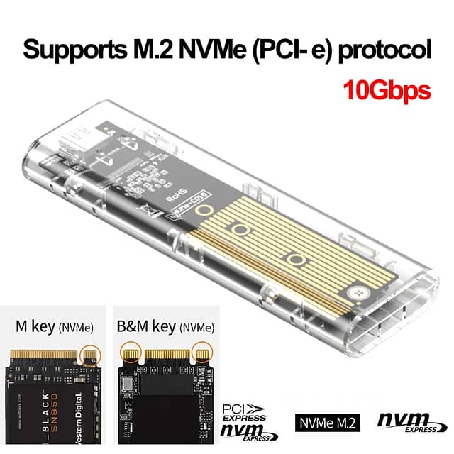M2 NVME PCIe NGFF SATA Dual Protocol SSD Case 5